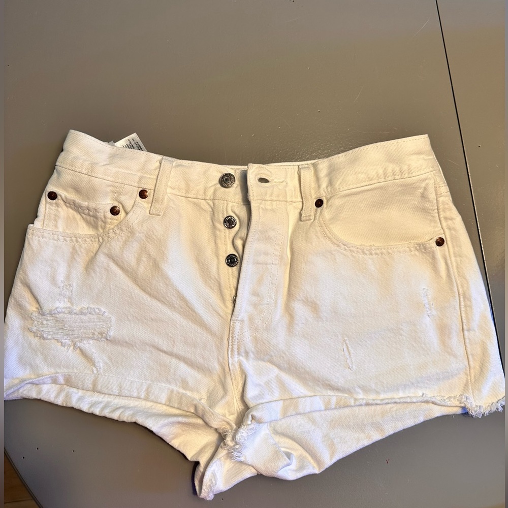 Levi’s 501 White Distressed Cutoff Shorts